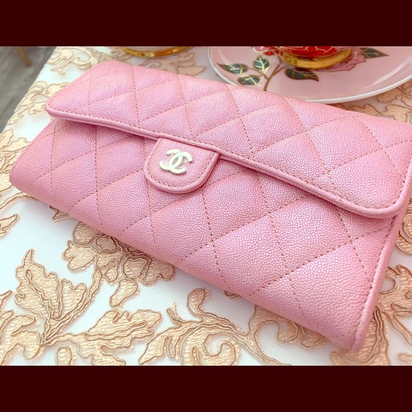 CHANEL Handbags - Chanel long wallet 19s iridescent pink in great condition